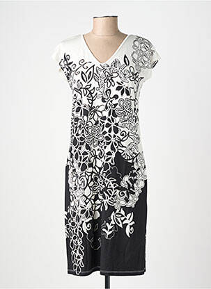 Rochie midi imprimeu fantezie mâneci scurte alb FRANCE RIVOIRE femeie