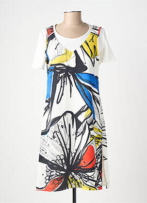 Rochie midi imprimeu fantezie mâneci scurte alb MERI & ESCA femeie