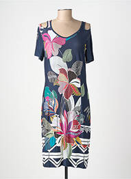 Rochie midi imprimeu floral mâneci scurte albastru GUY DUBOUIS femeie