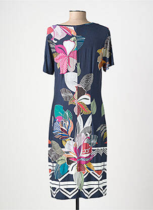 Rochie midi imprimeu floral mâneci scurte albastru GUY DUBOUIS femeie