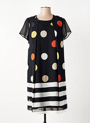 Rochie midi croială fluidă mâneci scurte negru FRANCE RIVOIRE femeie