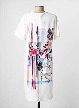 Rochie midi imprimeu fantezie mâneci scurte alb IMPULSION femeie