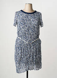 Rochie midi croială fluidă mâneci scurte albastru FRANCE RIVOIRE femeie