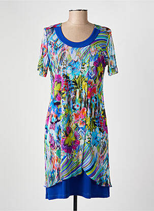 Rochie midi imprimeu floral mâneci scurte albastru GUY DUBOUIS femeie
