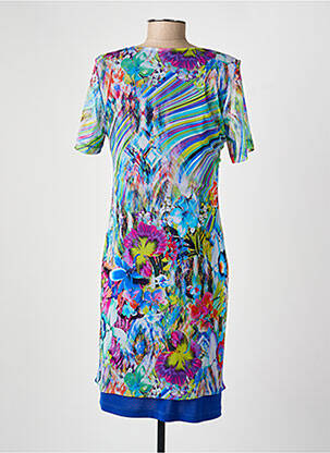 Rochie midi imprimeu floral mâneci scurte albastru GUY DUBOUIS femeie
