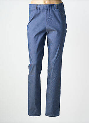Pantalon slim talie elastică mărime normală albastru GEVANA femeie