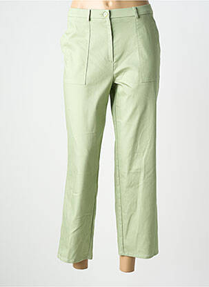 Pantalon 7/8 talie cu cleme mărime normală verde GEVANA femeie
