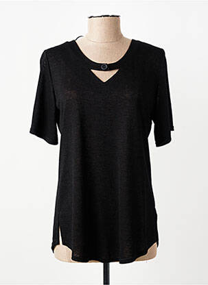 Top țesătură jersey mâneci scurte negru GEVANA femeie
