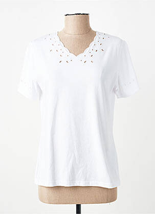 Tricou guler în v mâneci scurte alb GEVANA femeie