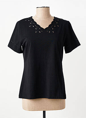 Tricou guler în v mâneci scurte negru GEVANA femeie