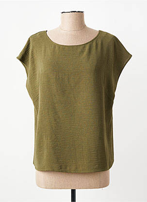 Top țesătură crep mâneci scurte verde GEVANA femeie
