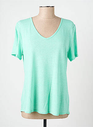 Tricou guler în v mâneci scurte verde GEVANA femeie