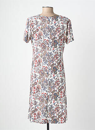 Rochie midi imprimeu floral mâneci scurte alb GEVANA femeie