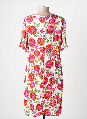 Rochie midi imprimeu floral mâneci scurte roz GEVANA femeie