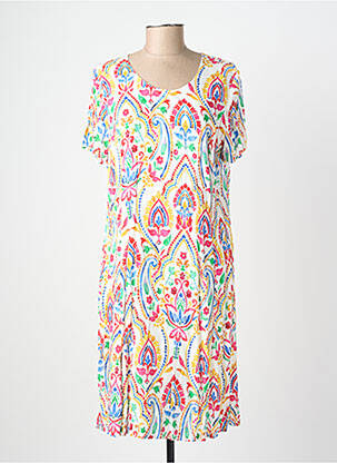 Rochie midi croială fluidă mâneci scurte alb GEVANA femeie