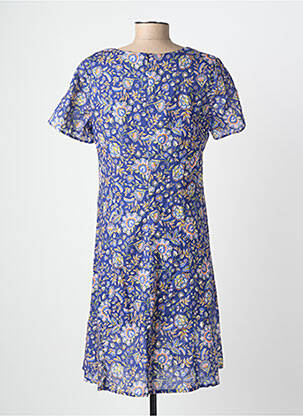 Rochie midi imprimeu floral mâneci scurte albastru GEVANA femeie
