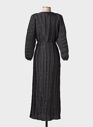Rochie lungă croială cambrată mâneci 3/4 negru SENES femeie