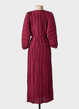 Rochie lungă croială cambrată mâneci 3/4 roșu SENES femeie