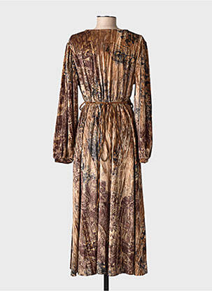 Rochie lungă mâneci lungi mâneci lungi maro LUMINE femeie