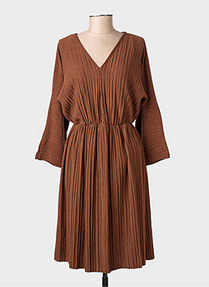 Rochie midi mâneci lungi mâneci lungi maro SENES femeie