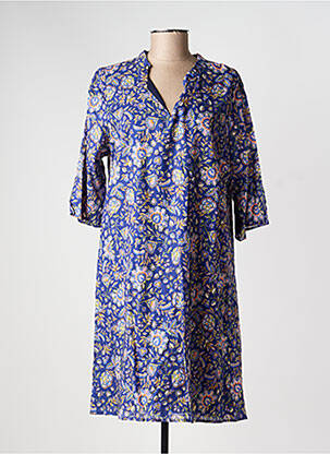 Rochie midi mâneci 3/4 mâneci 3/4 albastru GEVANA femeie