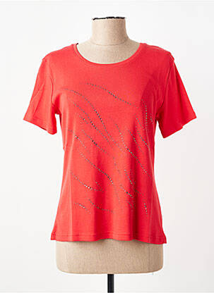 Tricou serigrafie cu strasuri mâneci scurte roșu GEVANA femeie