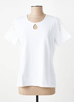 Tricou croială dreaptă mâneci scurte alb GEVANA femeie