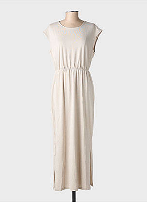 Rochie lungă mâneci scurte mâneci scurte bej VERO MODA femeie