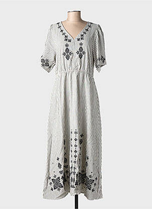 Rochie lungă mâneci scurte mâneci scurte gri RUE MAZARINE femeie