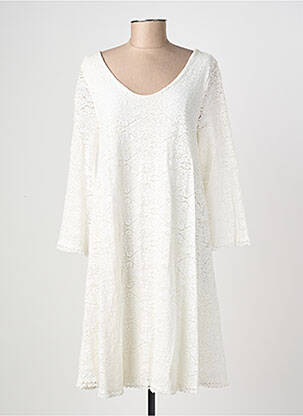 Rochie midi mâneci 3/4 mâneci 3/4 bej GAOS femeie