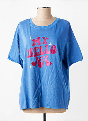 Tricou croială dreaptă mâneci scurte albastru MY HELLO JOY femeie