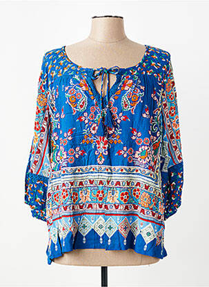 Bluză țesătură poplin mâneci 3/4 albastru ORIENTIQUE NATURALLY femeie