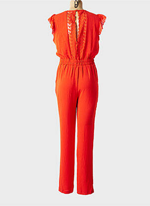 Salopetă-pantalon țesătură crep mâneci scurte portocalie MAJOLICA femeie