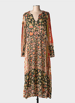 Rochie lungă mâneci lungi mâneci lungi portocalie C'EST BEAU LA VIE femeie