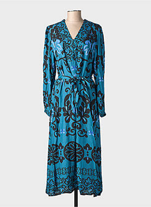Rochie lungă mâneci lungi mâneci lungi albastru JULIE GUERLANDE femeie
