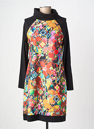 Rochie midi imprimeu fantezie mâneci lungi negru MALOKA femeie