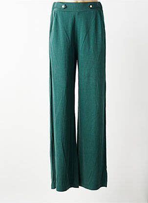 Pantalon larg țesătură crep talie înaltă verde TIFFOSI femeie