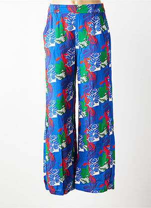 Pantalon larg țesătură poplin albastru PRINCESSE NOMADE femeie