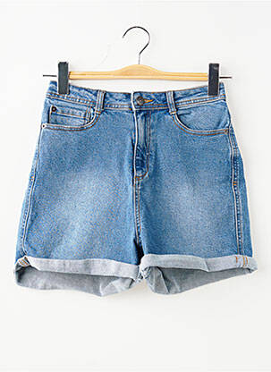 Șort țesătură denim talie înaltă albastru KIABI femeie