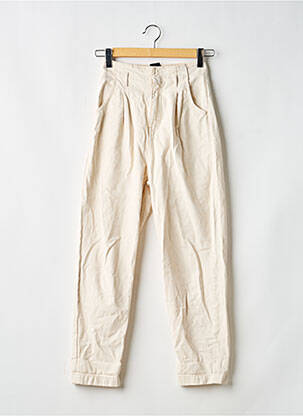 Pantalon drept închidere cu fermoar sub clapetă cu cârlig mărime normală bej MASSIMO DUTTI femeie