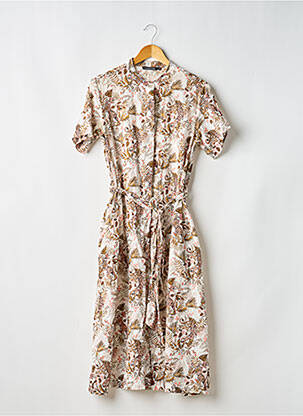 Rochie midi mâneci scurte mâneci scurte bej MONOPRIX femeie