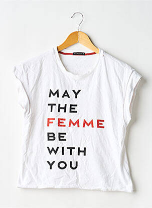Tricou serigrafie flockată mâneci scurte alb SKATÏE femeie