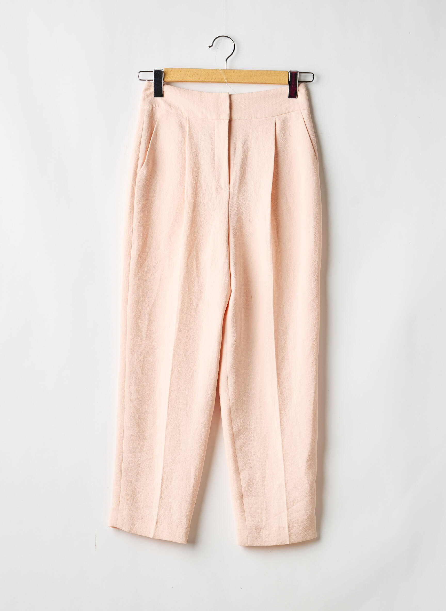 Pantalon drept țesătură crep mărime normală roz CAROLL femeie