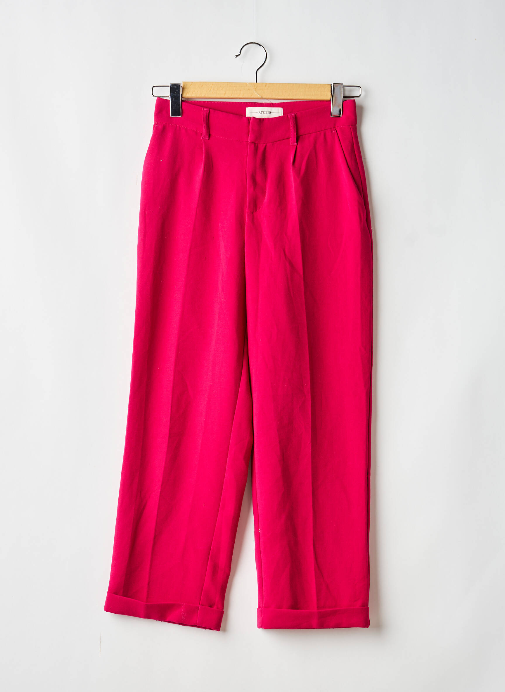 Pantalon larg țesătură poplin mărime normală roz MKT STUDIO femeie