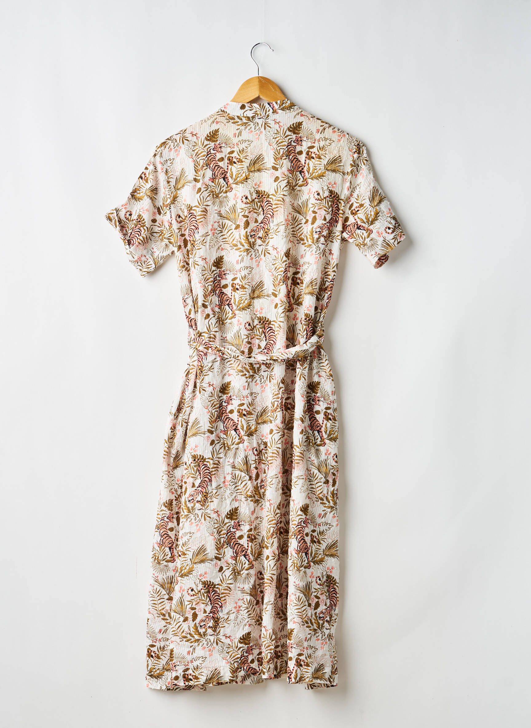 Rochie midi mâneci scurte mâneci scurte bej MONOPRIX femeie