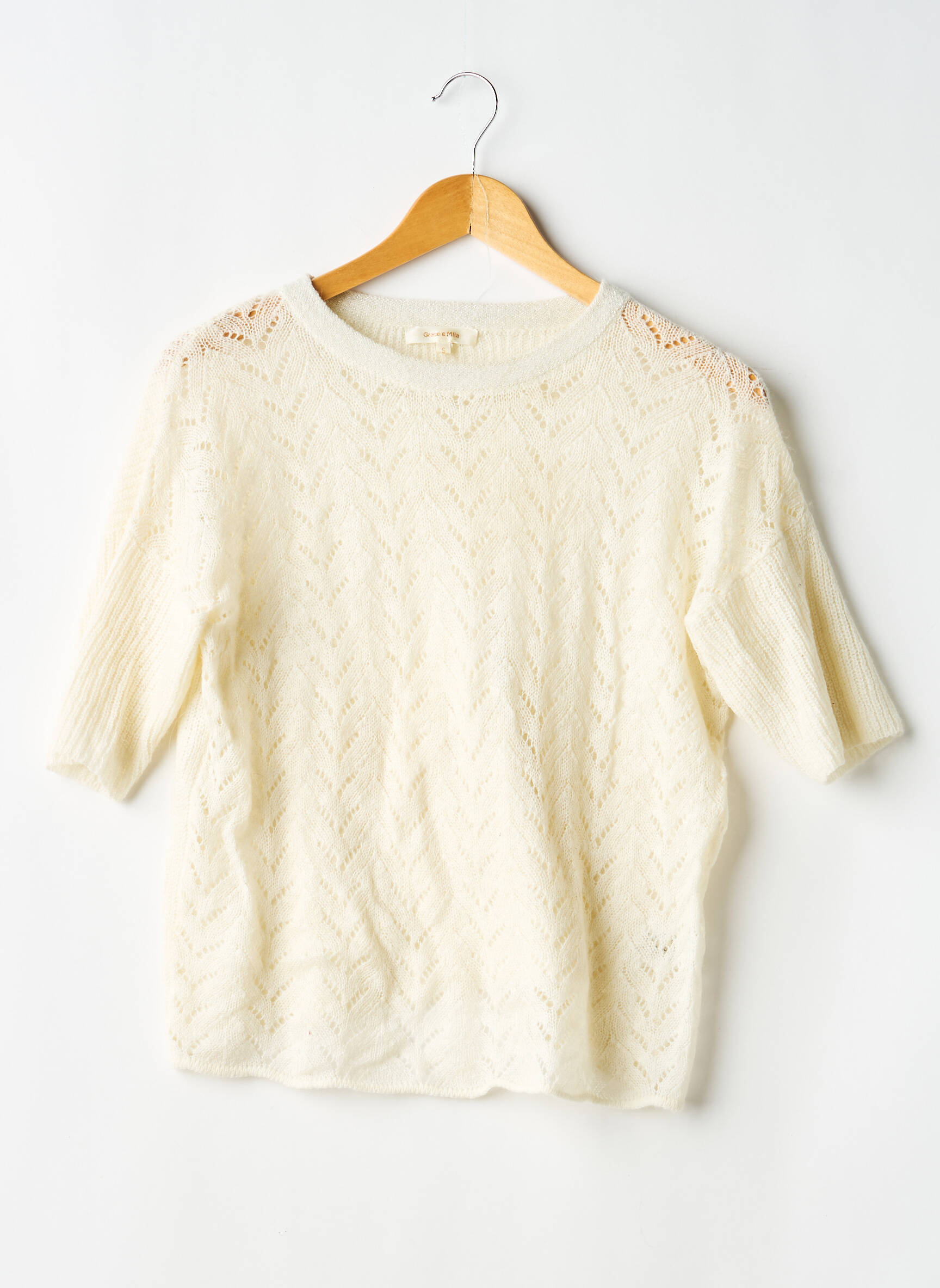 Tricou croială cambrată mâneci scurte bej GRACE & MILA femeie
