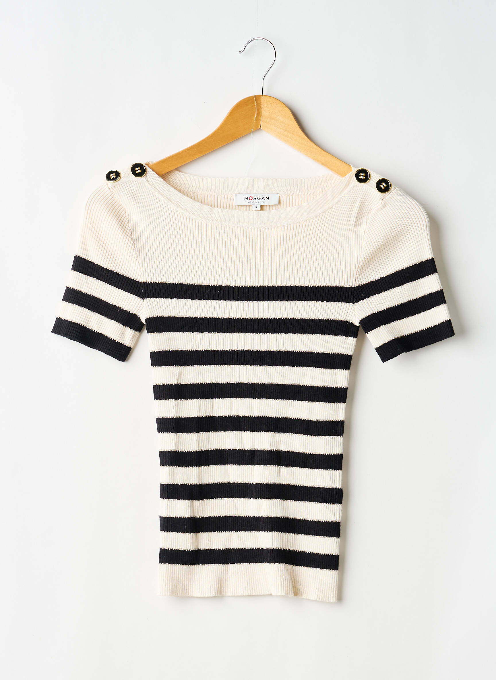 Tricou croială cambrată mâneci scurte alb MORGAN femeie