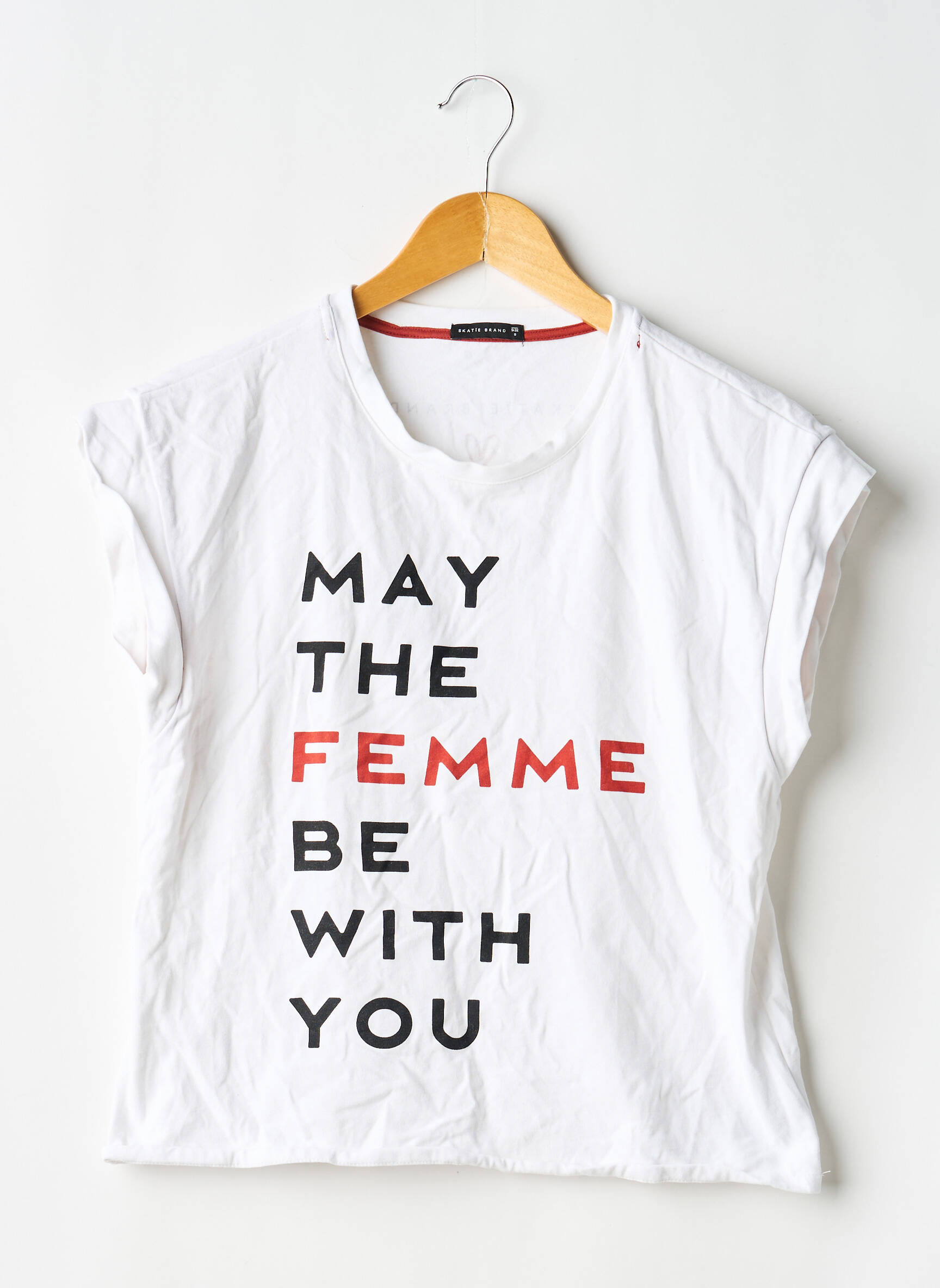 Tricou serigrafie flockată mâneci scurte alb SKATÏE femeie