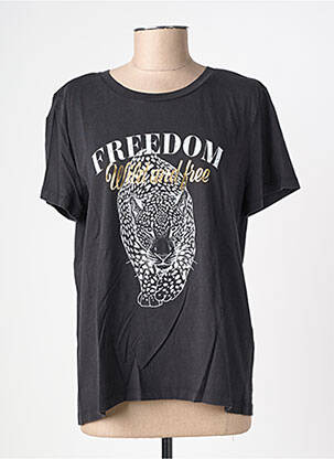 Tricou serigrafie flockată mâneci scurte negru VERO MODA femeie