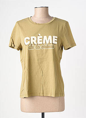 Tricou serigrafie flockată mâneci scurte verde VERO MODA femeie